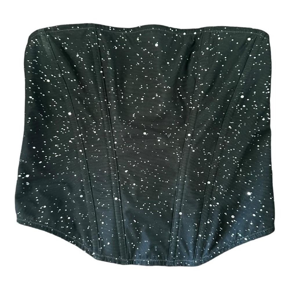 Corset Black w/ Silver glitter By Auden Intimates sexy whimsy‎ goth grunge top